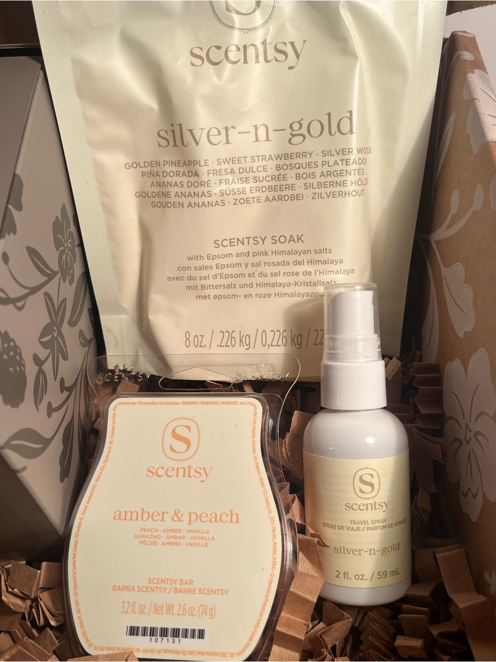 SCENTSY 🍑(Silver-n-Gold ) & Amber Peach Fragrance Kit - ( NEW IN BOX ) 🍑🍑 - Picture 5 of 7
